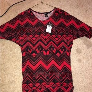 Soft Red Patterned Butterfly Sleeve Shirt